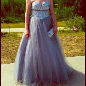 Silver/Grey beaded princess prom dress